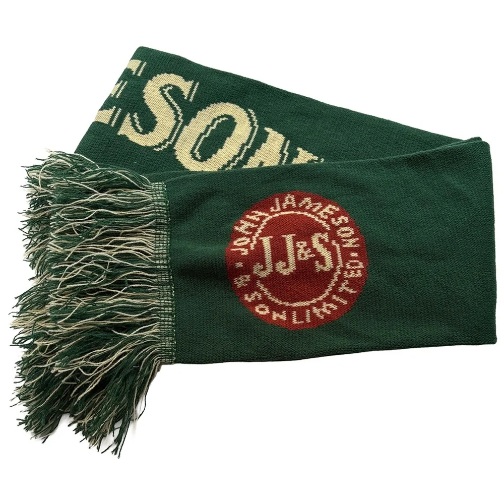 Jameson Irish Whiskey Knit Scarf – Green Fringe Logo Scarf